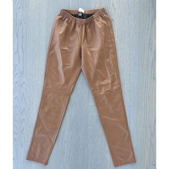 Neiman‎ Marcus Exclusive 100% Genuine Leather Brown Pants Leggings Small - Picture 2 of 7